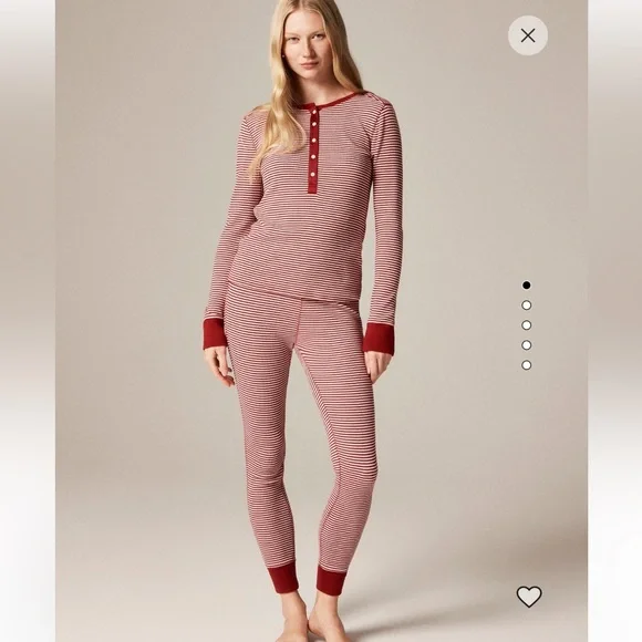 J. Crew Waffle-Knit Pajama Set in Stripe M - Picture 1 of 5
